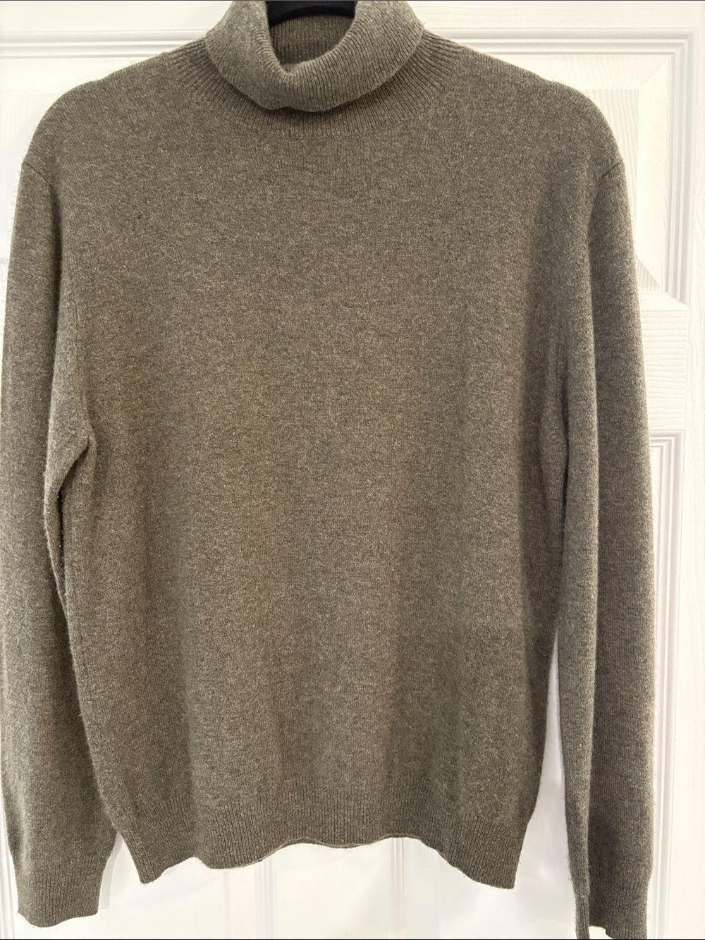 Olive Green Cashmere Turtleneck Sweater - Women's Cowl & Turtleneck